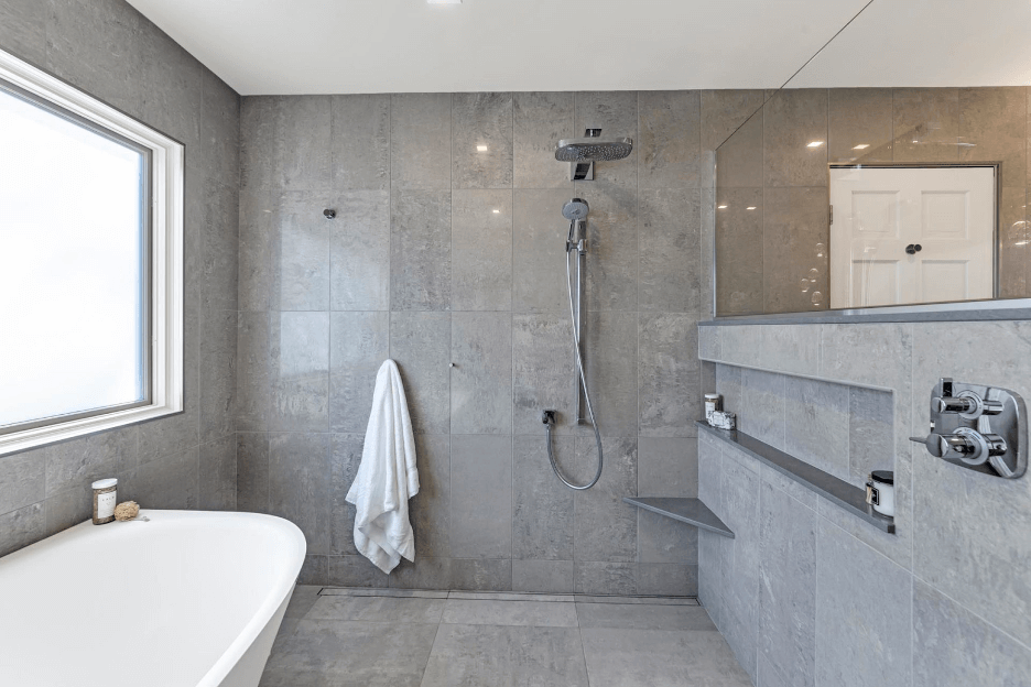 matching floor to ceiling shower tile 