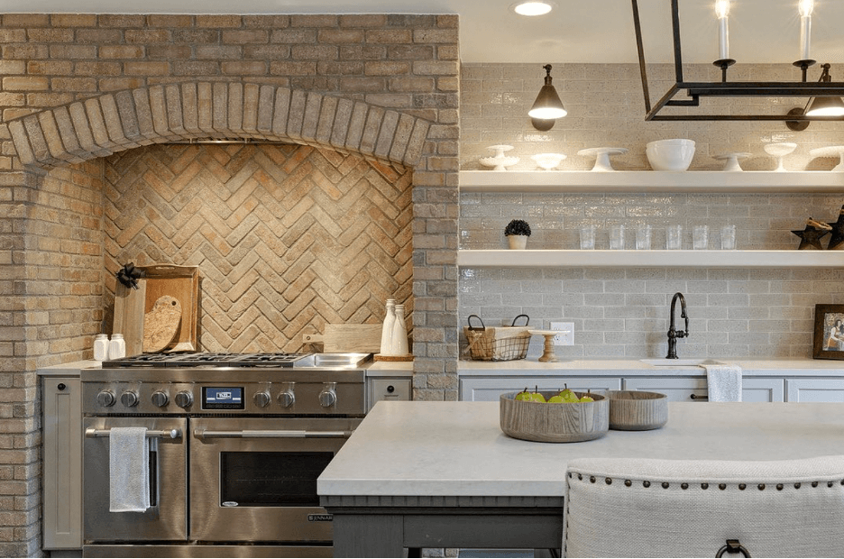A remodeled kitchen with unique design elements.
